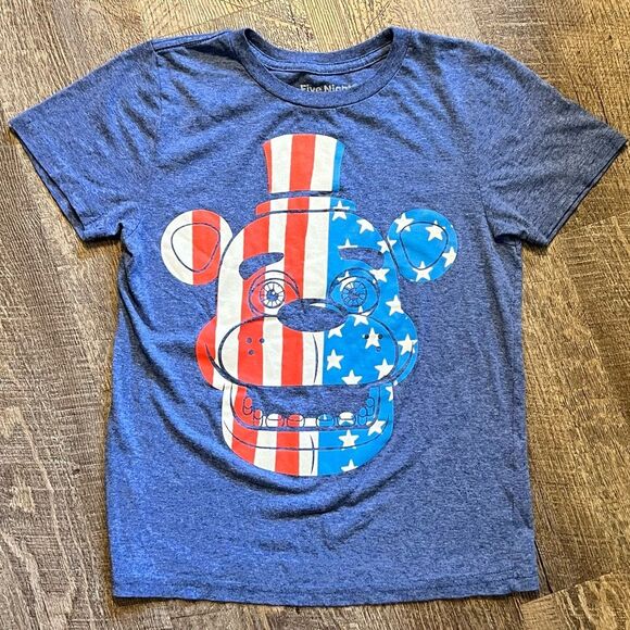 Five Nights at Freddy’s Freddy Fazbear Graphic Tee Blue Patriotic USA Shirt M - Picture 2 of 8